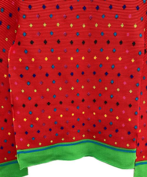 me ISSEY MIYAKE（ミーイッセイ ミヤケ）me ISSEY MIYAKE (ミーイッセイ ミヤケ) ワッフルプリーツカットソー レッド サイズ:FREEの古着・服飾アイテム