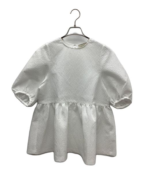 UNITED ARROWS（ユナイテッドアローズ）UNITED ARROWS (ユナイテッドアローズ) AIRY ジャカード 5SL ペプラム ブラウス ホワイト サイズ:38の古着・服飾アイテム