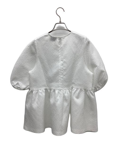 UNITED ARROWS（ユナイテッドアローズ）UNITED ARROWS (ユナイテッドアローズ) AIRY ジャカード 5SL ペプラム ブラウス ホワイト サイズ:38の古着・服飾アイテム