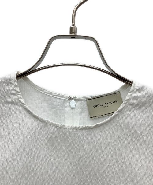 UNITED ARROWS（ユナイテッドアローズ）UNITED ARROWS (ユナイテッドアローズ) AIRY ジャカード 5SL ペプラム ブラウス ホワイト サイズ:38の古着・服飾アイテム