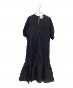 mala KALANCHOEマーラ カランコエ）の古着「シアー ジャカード Vネック ワンピース」｜ブラック