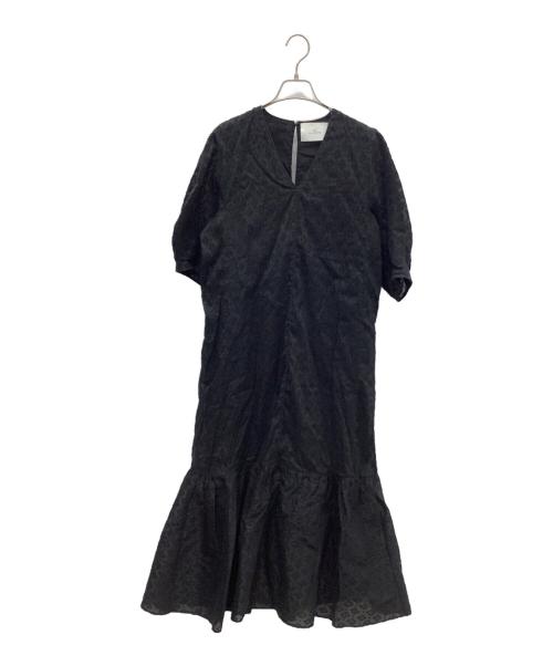 mala KALANCHOE（マーラ カランコエ）mala KALANCHOE (マーラ カランコエ) シアー ジャカード Vネック ワンピース ブラック サイズ:不明の古着・服飾アイテム