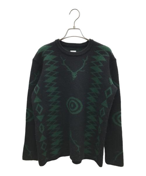South2 West8（サウスツー ウエストエイト）South2 West8 (サウスツー ウエストエイト) 厚手ニット グリーン×ブラック サイズ:2の古着・服飾アイテム