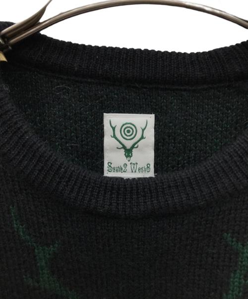 South2 West8（サウスツー ウエストエイト）South2 West8 (サウスツー ウエストエイト) 厚手ニット グリーン×ブラック サイズ:2の古着・服飾アイテム