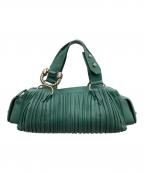 BVLGARIブルガリ）の古着「レオーニギャザーバッグ」｜グリーン