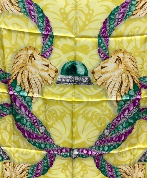 BVLGARI（ブルガリ）BVLGARI (ブルガリ) シルクスカーフ イエロー×グリーンの古着・服飾アイテム