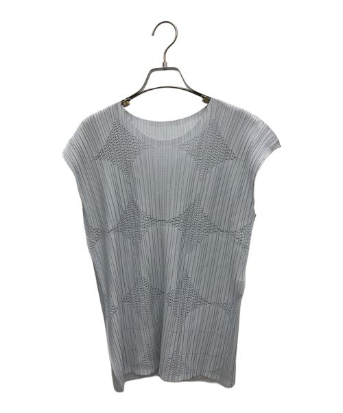 PLEATS PLEASE（プリーツプリーズ）PLEATS PLEASE (プリーツプリーズ) ノースリーブカットソー スカイブルー サイズ:3の古着・服飾アイテム