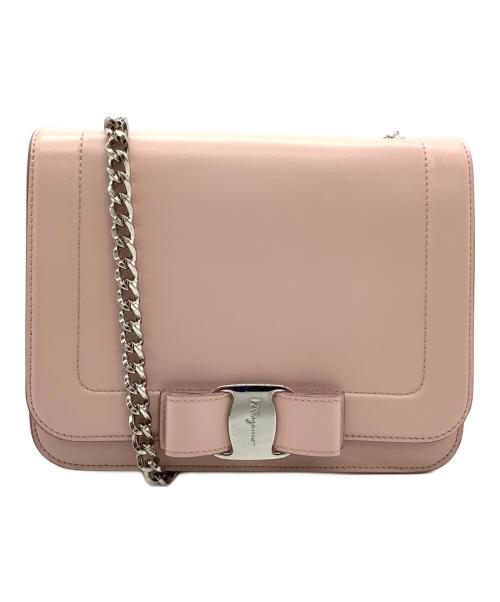 Salvatore Ferragamo（サルヴァトーレ フェラガモ）Salvatore Ferragamo (サルヴァトーレ フェラガモ) ヴェラ・レインボー チェーンショルダーバッグ ピンクの古着・服飾アイテム
