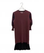 malamuteマラミュート）の古着「長袖ワンピース」｜ワインレッド×ブラック