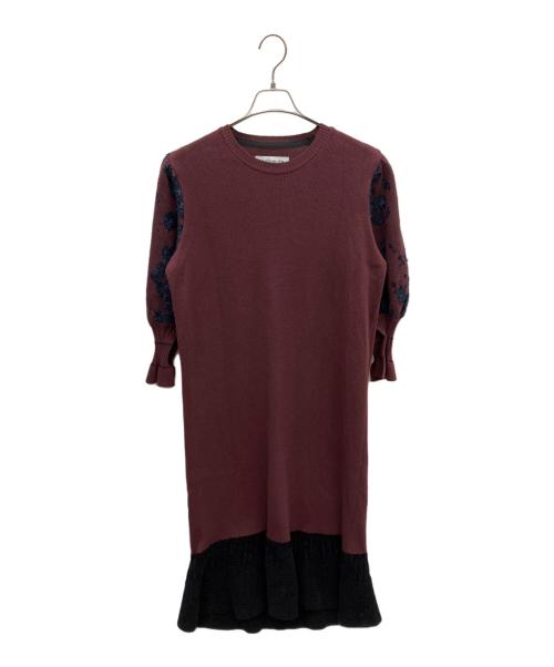 malamute（マラミュート）malamute (マラミュート) 長袖ワンピース ワインレッド×ブラック サイズ:SIZE Fの古着・服飾アイテム