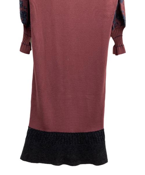 malamute（マラミュート）malamute (マラミュート) 長袖ワンピース ワインレッド×ブラック サイズ:SIZE Fの古着・服飾アイテム