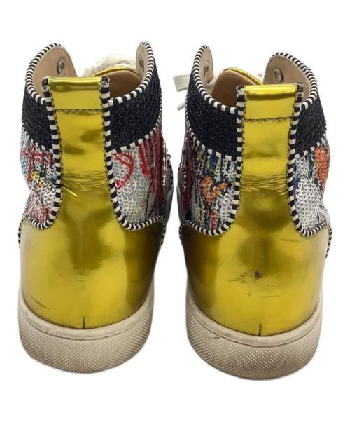 Christian Louboutin（クリスチャン・ルブタン）Christian Louboutin (クリスチャン・ルブタン) スタッズスパンコール ハイカットスニーカー ブラック×シルバー サイズ:39 1/2の古着・服飾アイテム