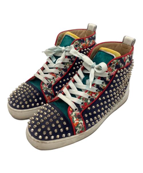 Christian Louboutin（クリスチャン・ルブタン）Christian Louboutin (クリスチャン・ルブタン) Louis Spikes スニーカー ネイビー×レッド サイズ:39 1/2の古着・服飾アイテム