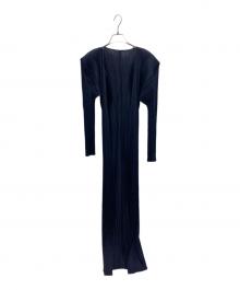 PLEATS PLEASE（プリーツプリーズ）の古着「プリーツロングカーディガン」｜ネイビー