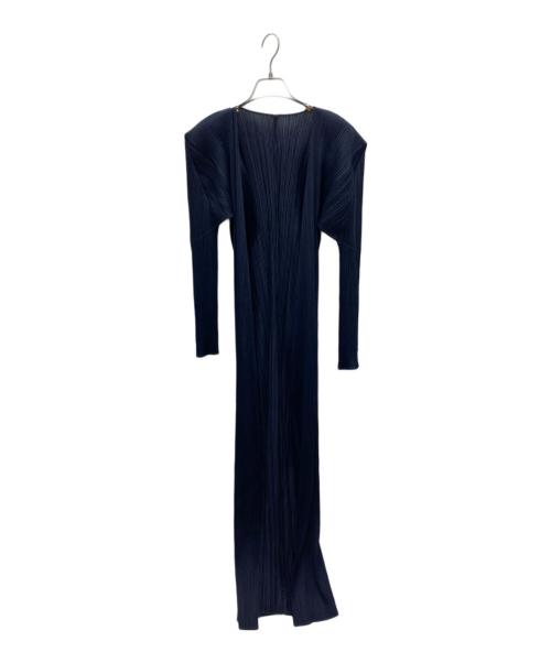 PLEATS PLEASE（プリーツプリーズ）PLEATS PLEASE (プリーツプリーズ) プリーツロングカーディガン ネイビー サイズ:4の古着・服飾アイテム