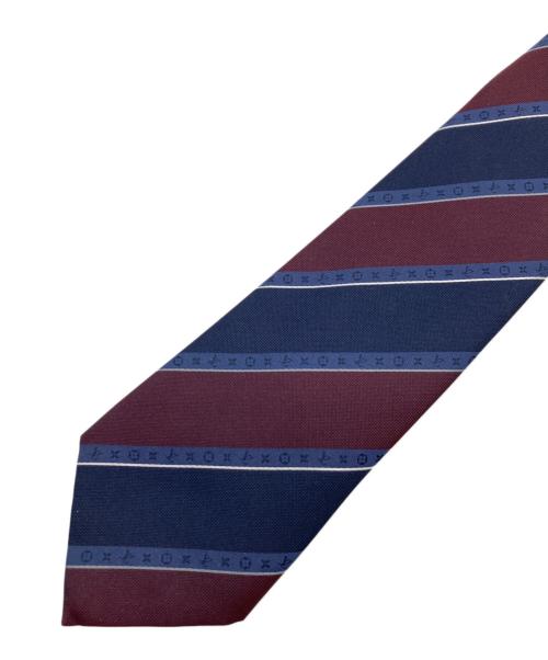 LOUIS VUITTON（ルイ ヴィトン）LOUIS VUITTON (ルイ ヴィトン) レジメンタルタイ ネイビー×ボルドー サイズ:レギュラータイの古着・服飾アイテム