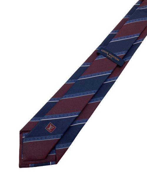LOUIS VUITTON（ルイ ヴィトン）LOUIS VUITTON (ルイ ヴィトン) レジメンタルタイ ネイビー×ボルドー サイズ:レギュラータイの古着・服飾アイテム