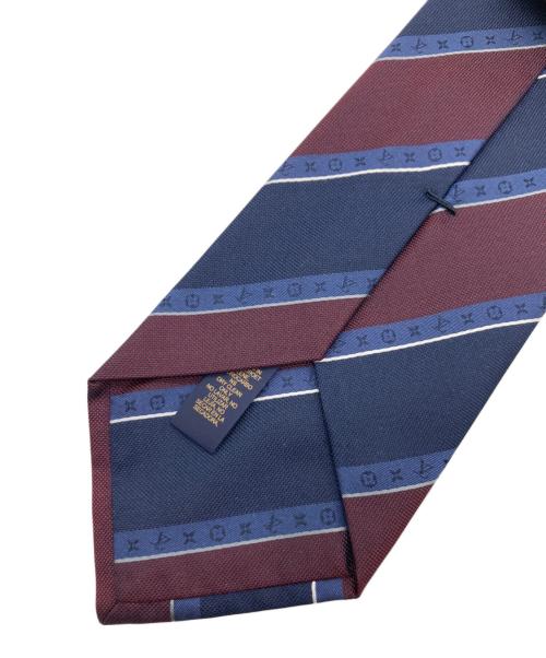 LOUIS VUITTON（ルイ ヴィトン）LOUIS VUITTON (ルイ ヴィトン) レジメンタルタイ ネイビー×ボルドー サイズ:レギュラータイの古着・服飾アイテム