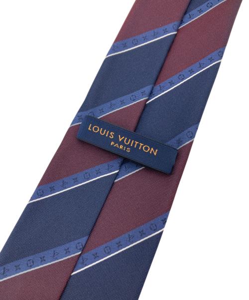 LOUIS VUITTON（ルイ ヴィトン）LOUIS VUITTON (ルイ ヴィトン) レジメンタルタイ ネイビー×ボルドー サイズ:レギュラータイの古着・服飾アイテム