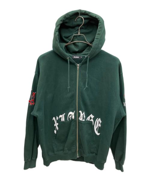 X-LARGE（エクストララージ）X-LARGE (エクストララージ)  オールドイングリッシュロゴ ジップフーデッドスウェットシャツ グリーン サイズ:XLの古着・服飾アイテム