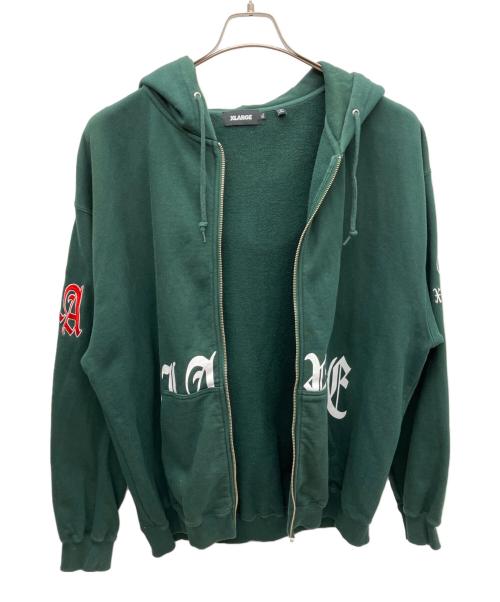 X-LARGE（エクストララージ）X-LARGE (エクストララージ)  オールドイングリッシュロゴ ジップフーデッドスウェットシャツ グリーン サイズ:XLの古着・服飾アイテム