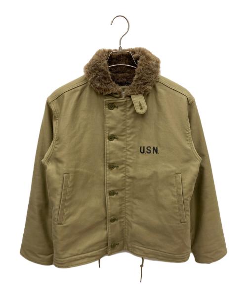 HOUSTON（ヒューストン）HOUSTON (ヒューストン) デッキジャケット カーキ サイズ:Sの古着・服飾アイテム