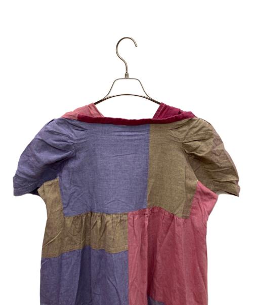 tricot COMME des GARCONS（トリココムデギャルソン）tricot COMME des GARCONS (トリココムデギャルソン) バックギャザー刺繍カットオフワンピース パープル サイズ:Mの古着・服飾アイテム