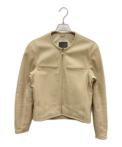KADOYA（カドヤ）KADOYA (カドヤ) パンチングレザージャケット ベージュ サイズ:SIZE Lの古着・服飾アイテム