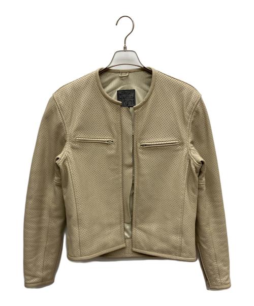 KADOYA（カドヤ）KADOYA (カドヤ) パンチングレザージャケット ベージュ サイズ:SIZE Lの古着・服飾アイテム