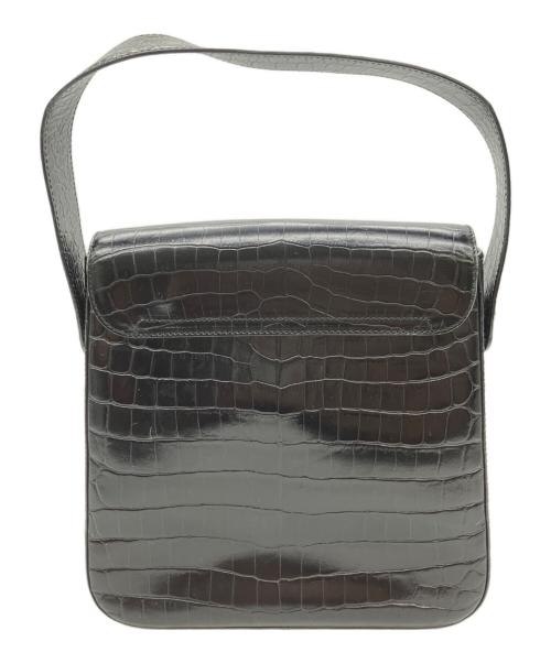 Salvatore Ferragamo（サルヴァトーレ フェラガモ）Salvatore Ferragamo (サルヴァトーレ フェラガモ) クロコ型押しハンドバッグ ブラックの古着・服飾アイテム