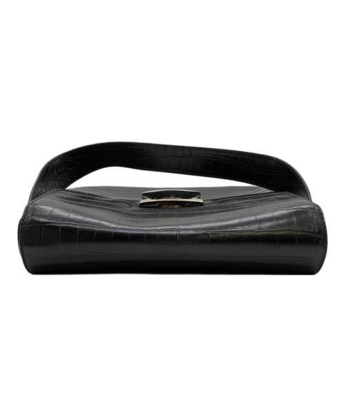 Salvatore Ferragamo（サルヴァトーレ フェラガモ）Salvatore Ferragamo (サルヴァトーレ フェラガモ) クロコ型押しハンドバッグ ブラックの古着・服飾アイテム