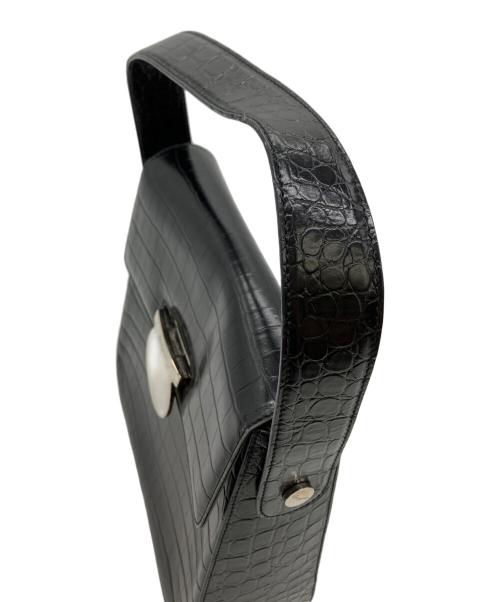 Salvatore Ferragamo（サルヴァトーレ フェラガモ）Salvatore Ferragamo (サルヴァトーレ フェラガモ) クロコ型押しハンドバッグ ブラックの古着・服飾アイテム