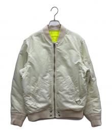 DIESEL（ディーゼル）の古着「リバーシブルダメージ加工MA-1ジャケット」｜ホワイト×イエロー