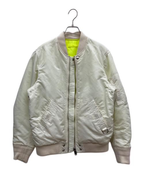 DIESEL（ディーゼル）DIESEL (ディーゼル) リバーシブルダメージ加工MA-1ジャケット ホワイト×イエロー サイズ:XSの古着・服飾アイテム