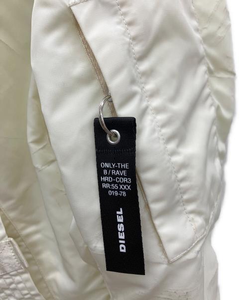 DIESEL（ディーゼル）DIESEL (ディーゼル) リバーシブルダメージ加工MA-1ジャケット ホワイト×イエロー サイズ:XSの古着・服飾アイテム