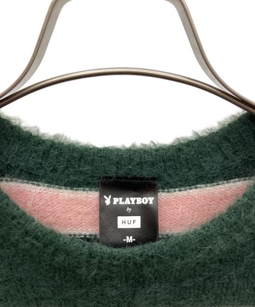 PLAY BOY（プレイボーイ）PLAY BOY (プレイボーイ) HUF (ハフ) セーター ピンク×グリーン サイズ:SIZE Mの古着・服飾アイテム