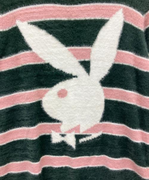 PLAY BOY（プレイボーイ）PLAY BOY (プレイボーイ) HUF (ハフ) セーター ピンク×グリーン サイズ:SIZE Mの古着・服飾アイテム