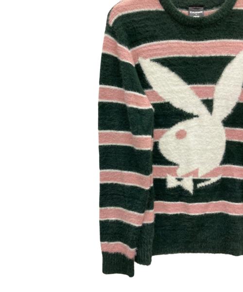 PLAY BOY（プレイボーイ）PLAY BOY (プレイボーイ) HUF (ハフ) セーター ピンク×グリーン サイズ:SIZE Mの古着・服飾アイテム