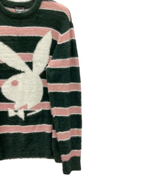 PLAY BOY（プレイボーイ）PLAY BOY (プレイボーイ) HUF (ハフ) セーター ピンク×グリーン サイズ:SIZE Mの古着・服飾アイテム