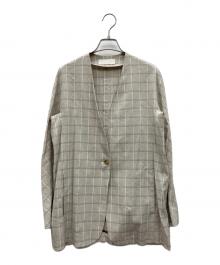 BALLSEY（ボールジィ）の古着「ハイブリッドストレッチ ベルテッドノーカラージャケット」｜ベージュ