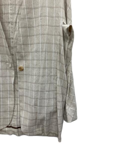 BALLSEY（ボールジィ）BALLSEY (ボールジィ) ハイブリッドストレッチ ベルテッドノーカラージャケット ベージュ サイズ:36の古着・服飾アイテム