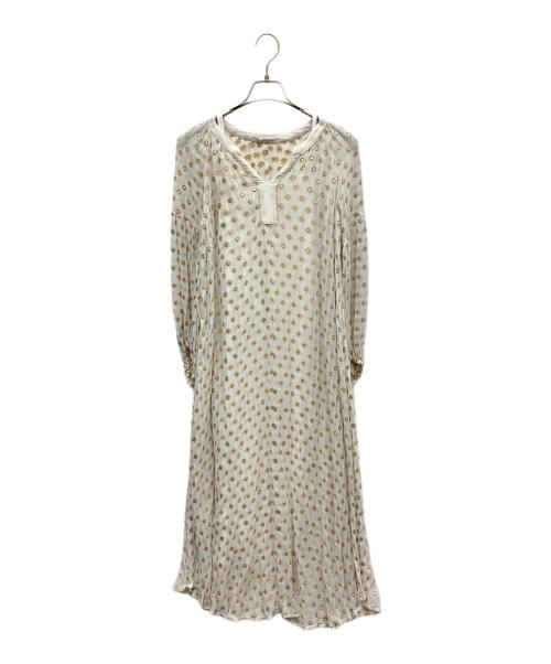 ne quittez pas（ヌキテパ）ne quittez pas (ヌキテパ) ラメジャガードワンピース ベージュ サイズ:FREEの古着・服飾アイテム