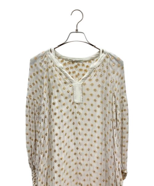 ne quittez pas（ヌキテパ）ne quittez pas (ヌキテパ) ラメジャガードワンピース ベージュ サイズ:FREEの古着・服飾アイテム