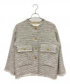 LESSAGEレサージュ）の古着「ツイードジャケット」｜ブラック×ホワイト