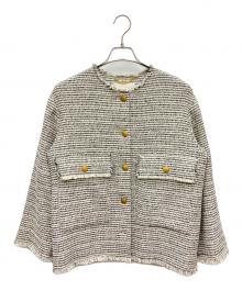 LESSAGE（レサージュ）の古着「ツイードジャケット」｜ブラック×ホワイト