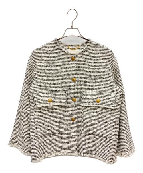 LESSAGE（レサージュ）LESSAGE (レサージュ) ツイードジャケット ブラック×ホワイト サイズ:Freeの古着・服飾アイテム