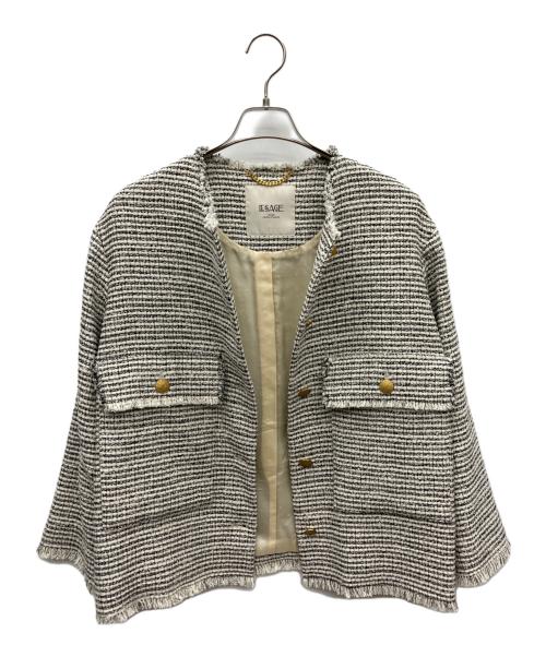 LESSAGE（レサージュ）LESSAGE (レサージュ) ツイードジャケット ブラック×ホワイト サイズ:Freeの古着・服飾アイテム