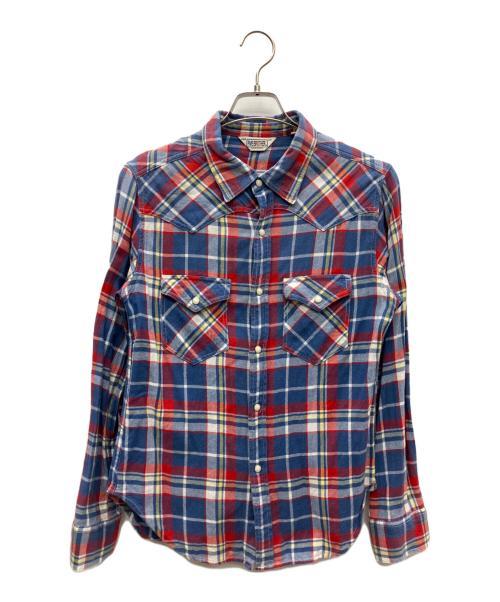 FIVE BROTHER（ファイブブラザー）FIVE BROTHER (ファイブブラザー) 80'sネルシャツ ブルー×レッド サイズ:Mの古着・服飾アイテム