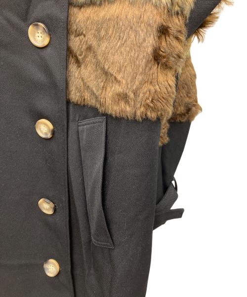 MURUA（ムルーア）MURUA (ムルーア) ロングダブルトレンチコート ブラック×ブラウン サイズ:Fの古着・服飾アイテム