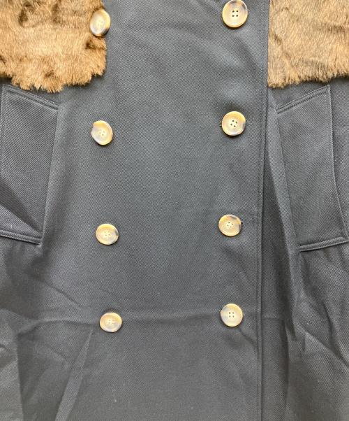 MURUA（ムルーア）MURUA (ムルーア) ロングダブルトレンチコート ブラック×ブラウン サイズ:Fの古着・服飾アイテム